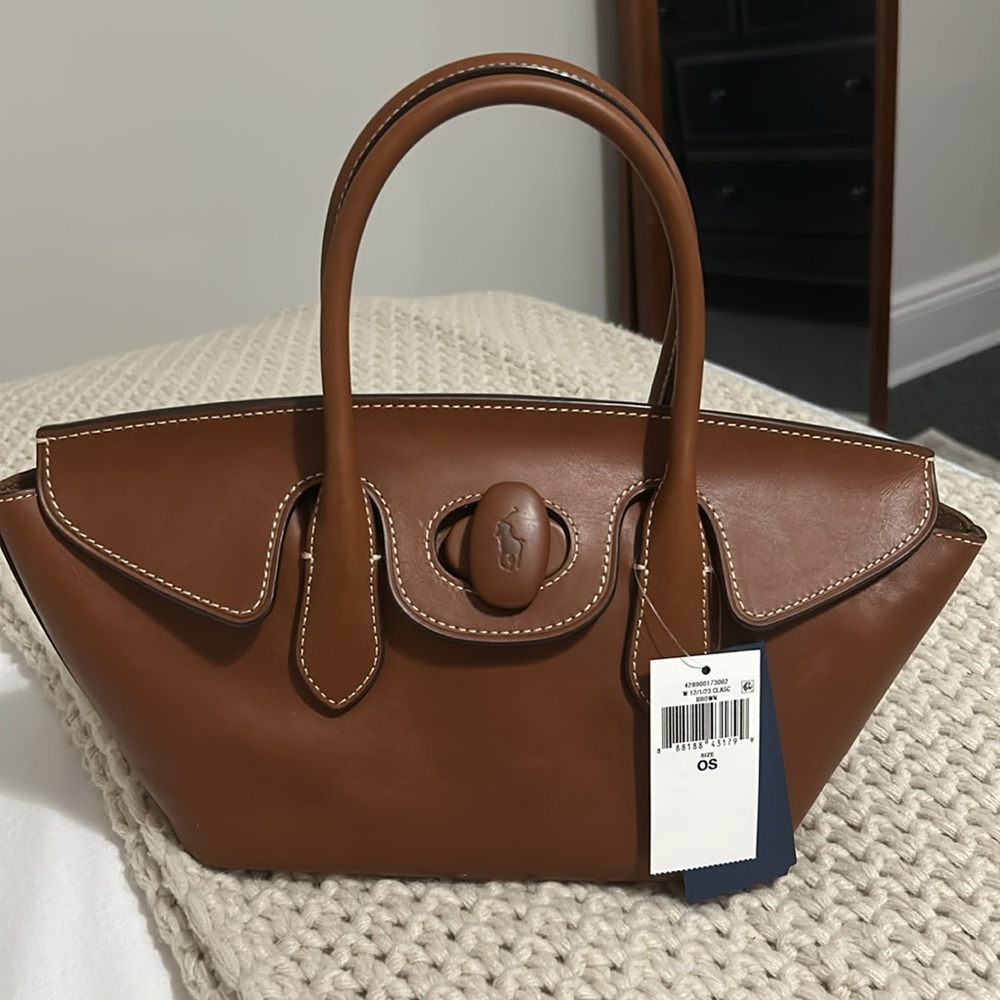 Ralph Lauren Calfskin Turn Lock Satchel